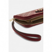 Samantha Slg Lrg Zip Around Merlot Logo  GUESS