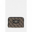 Samantha Slg Med Zip Around Black Logo  GUESS