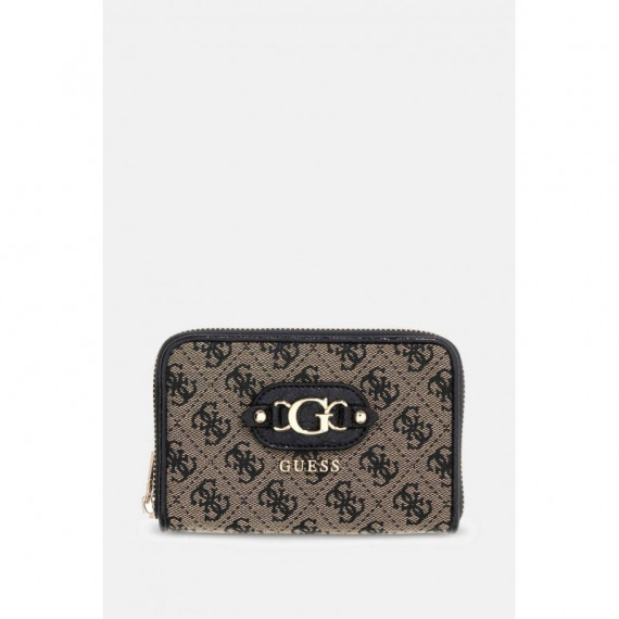 Samantha Slg Med Zip Around Black Logo  GUESS