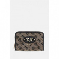 Samantha Slg Med Zip Around Black Logo  GUESS