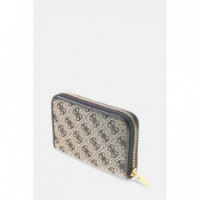 Samantha Slg Med Zip Around Black Logo  GUESS