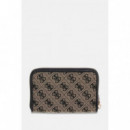 Samantha Slg Med Zip Around Black Logo  GUESS