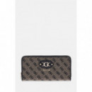 Samantha Slg Lrg Zip Around Black Logo  GUESS