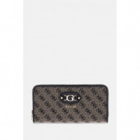 Samantha Slg Lrg Zip Around Black Logo  GUESS