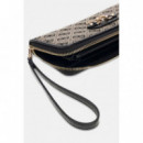 Samantha Slg Lrg Zip Around Black Logo  GUESS
