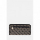 Samantha Slg Lrg Zip Around Black Logo  GUESS