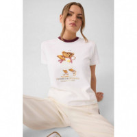 Tennis Lady Bear Ss T-shirt Cream White  GUESS