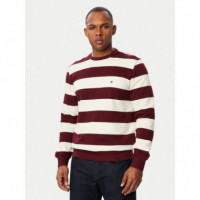 Essential Terry Crewneck Burgundy/ Ivory  TOMMY HILFIGER