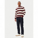 Essential Terry Crewneck Burgundy/ Ivory  TOMMY HILFIGER