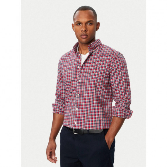 Flex Poplin Tartan Btd Rf Sht Medium Red  TOMMY HILFIGER