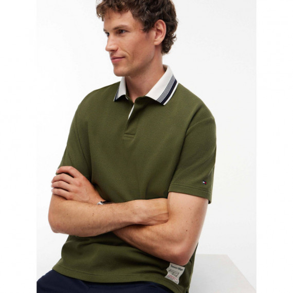 Hidden Placket Waffle Reg Polo Huntsman  TOMMY HILFIGER