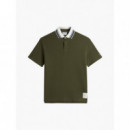 Hidden Placket Waffle Reg Polo Huntsman  TOMMY HILFIGER