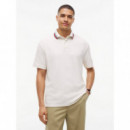 Hidden Placket Waffle Reg Polo Ivory Pet  TOMMY HILFIGER