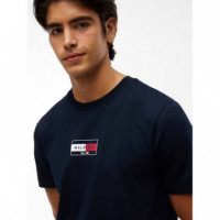 Brand Love Small Flag Tee Navy Blue  TOMMY HILFIGER