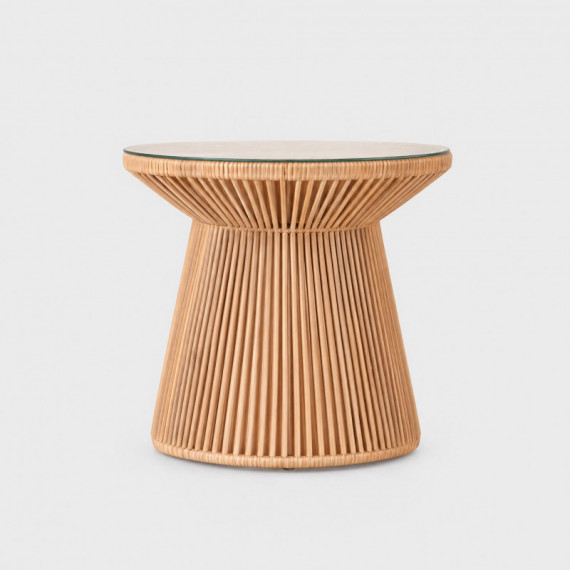 Mesa auxiliar LOMA natural de hierro trenzado y cristal Essentials Garden®