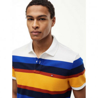 Varied Roadmap Stripe Reg Polo Blue Stri  TOMMY HILFIGER