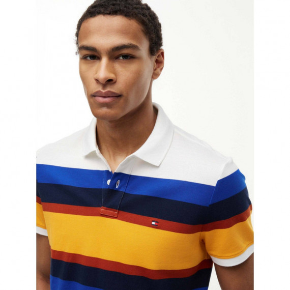 Varied Roadmap Stripe Reg Polo Blue Stri  TOMMY HILFIGER