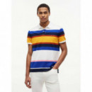 Varied Roadmap Stripe Reg Polo Blue Stri  TOMMY HILFIGER