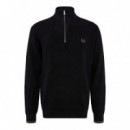 Jersey Waffle Stitch Half Zip Jumper  FRED PERRY