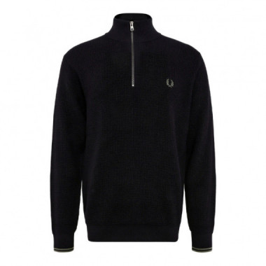 Jersey Waffle Stitch Half Zip Jumper  FRED PERRY