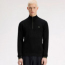 Jersey Waffle Stitch Half Zip Jumper  FRED PERRY