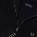 Jersey Waffle Stitch Half Zip Jumper  FRED PERRY