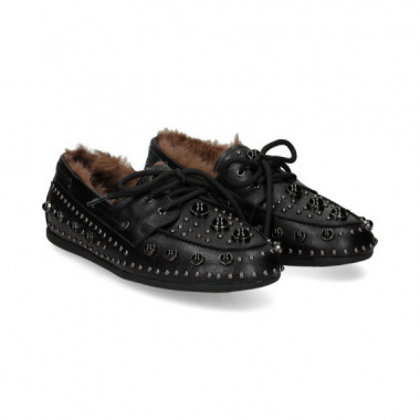 MOCASIN TACHAS PELO INTERIOR NEGRO