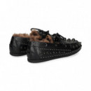 MOCASIN TACHAS PELO INTERIOR NEGRO