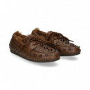 MOCASIN TACHAS PELO INTERIOR MARRON