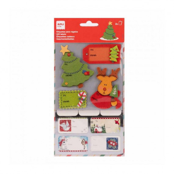 Etiquetas Adhesivas de Regalo Navidad con Diseño de Árbol