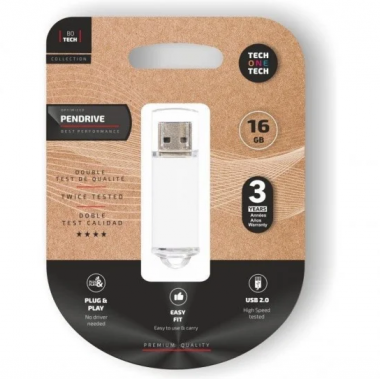 Pendrive Tech One Tech Basic 16Gb USB 2.0 Blanco (TEC3005-16)
