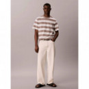 SS EASY 20S JERSEY STRIPE CREWNK TAUPE T