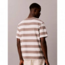 SS EASY 20S JERSEY STRIPE CREWNK TAUPE T