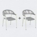 Pareja de 2 sillas apilables de exterior CALPE color gris perla PRO-GardenDesign®