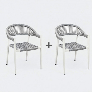 Pareja de 2 sillas apilables de exterior CALPE color gris perla PRO-GardenDesign&reg;
