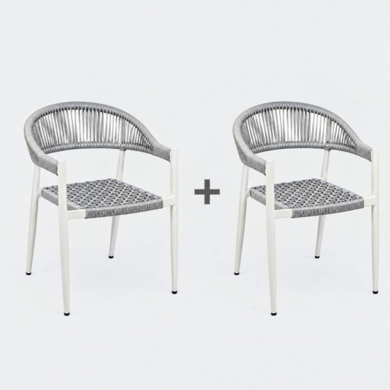 Pareja de 2 sillas apilables de exterior CALPE color gris perla PRO-GardenDesign®