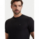 Ss Slim Micro Waffle Crewnk Tee Black  CALVIN KLEIN