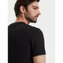 Ss Slim Micro Waffle Crewnk Tee Black  CALVIN KLEIN