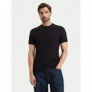 Ss Slim Micro Waffle Crewnk Tee Black  CALVIN KLEIN