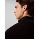Ls Clsc Cttn Wfle Hzip Swtr 9GG Black  CALVIN KLEIN