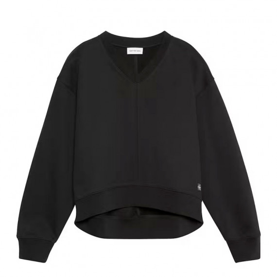 Sudadera de Felpa de Algodón con Cuello de Pico  CALVIN KLEIN