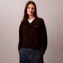 Sudadera de Felpa de Algodón con Cuello de Pico  CALVIN KLEIN