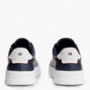 Zapatillas de Tenis con Talón a Contraste en Piel  TOMMY HILFIGER