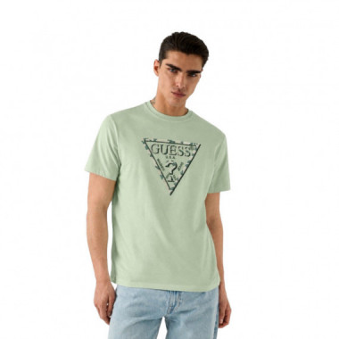 Camiseta CN SS Triangle Leaves Embroide Verde Menta