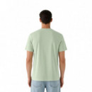 Camiseta CN SS Triangle Leaves Embroide Verde Menta