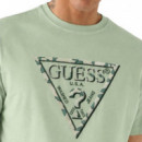 Camiseta CN SS Triangle Leaves Embroide Verde Menta