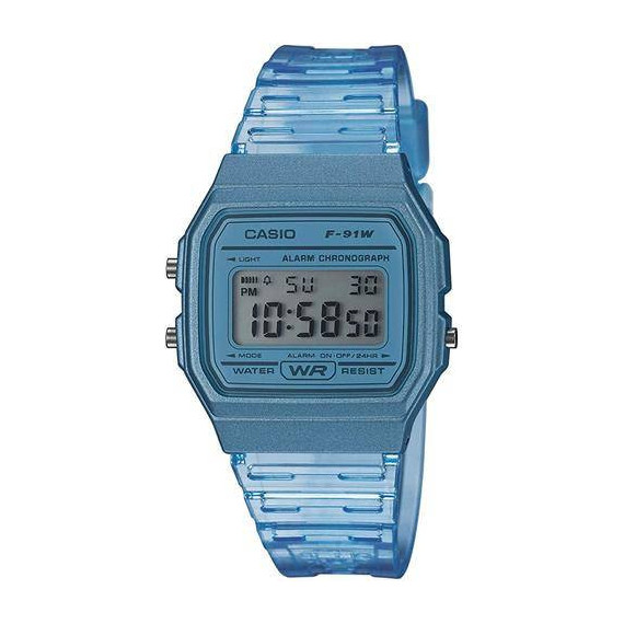 CASIO COLECCION F-91WS-2EF Reloj Digital Azul,Cronometro,Alarma,Calendario, Correa Resina