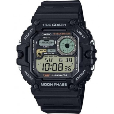 CASIO COLECCION WS-1700H-1AVEF Reloj Digital Negro,Fase Lunar,Indicador de Mareas,Cronometro,Alarma