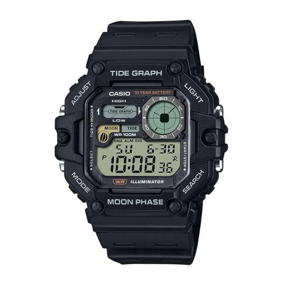 CASIO COLECCION WS-1700H-1AVEF Reloj Digital Negro,Fase Lunar,Indicador de Mareas,Cronometro,Alarma