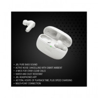 JBL Auricular BLUETOOTH Wave Beam 2 Blanco con Cancelacion de Ruido y Estuche de Carga